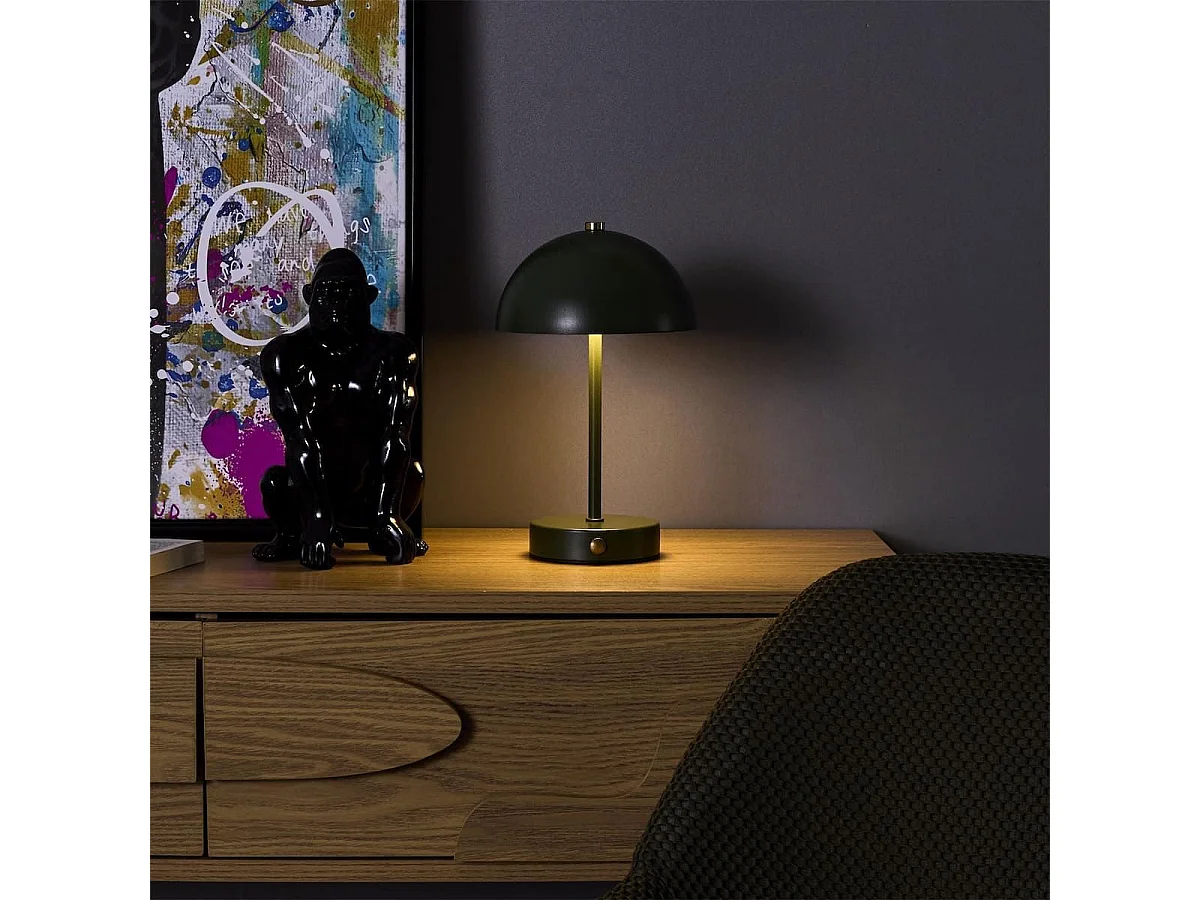 Lampe à poser en métal vert rechargeable (H25cm)