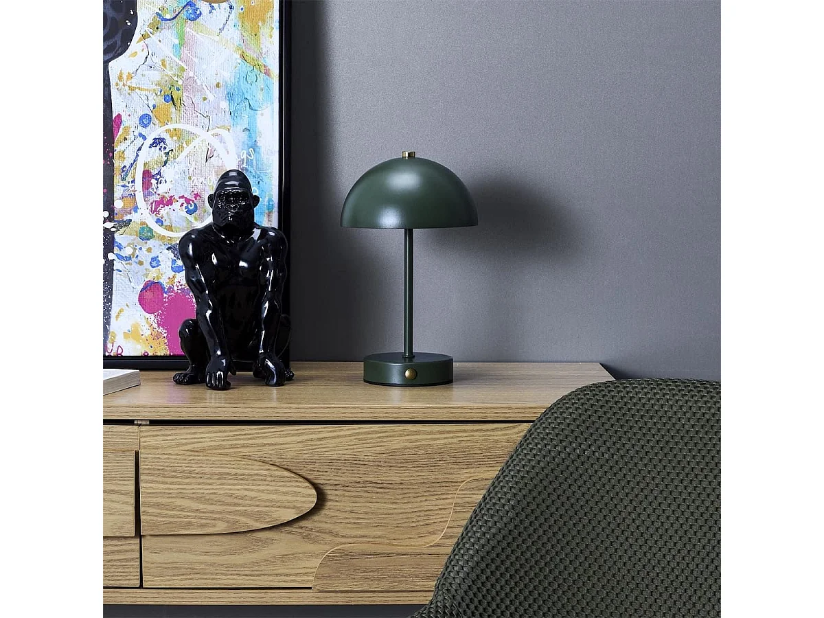 Lampe à poser en métal vert rechargeable (H25cm)