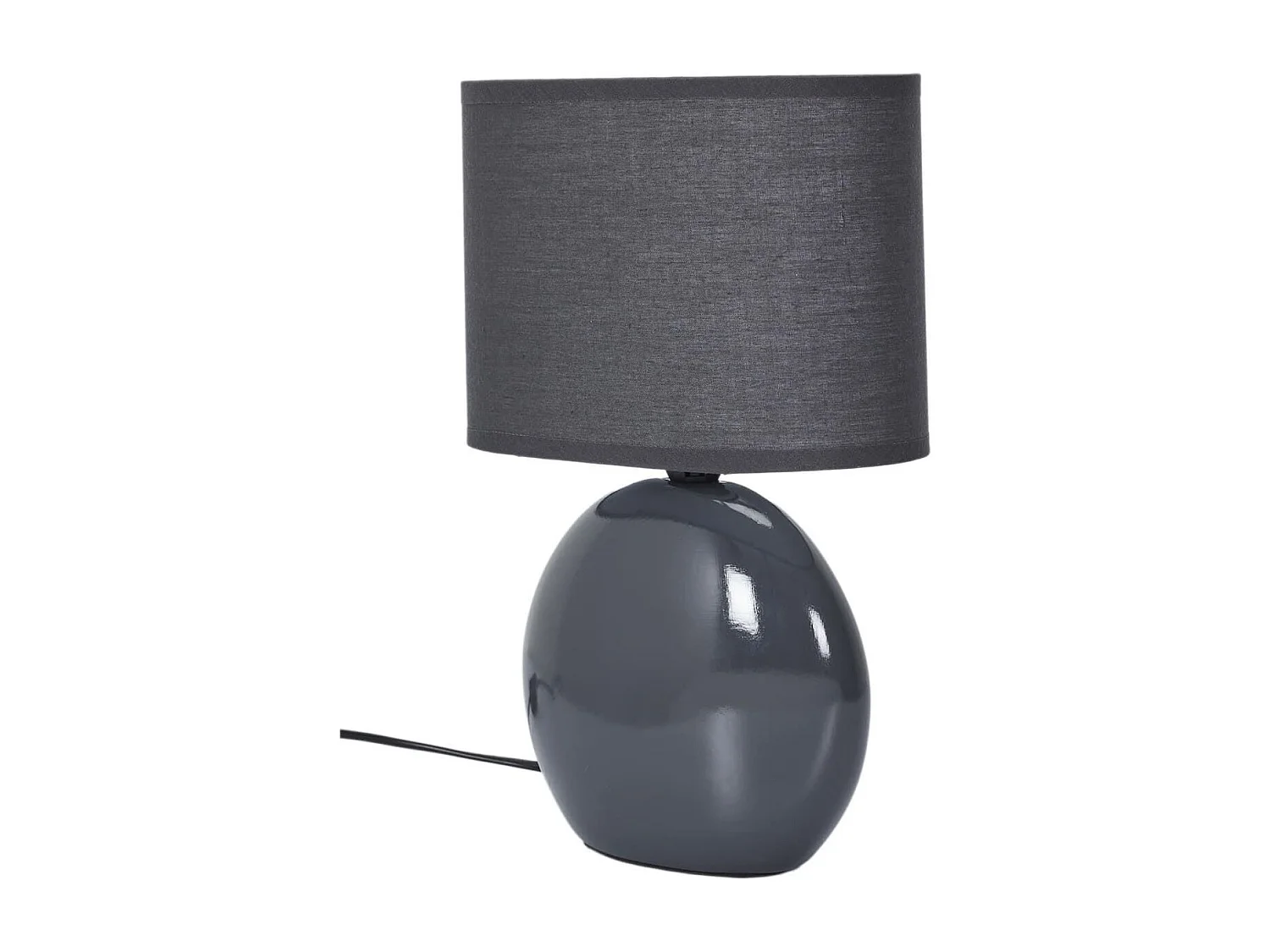 Lampe à poser ovale porcelaine gris anthracite (H30cm)
