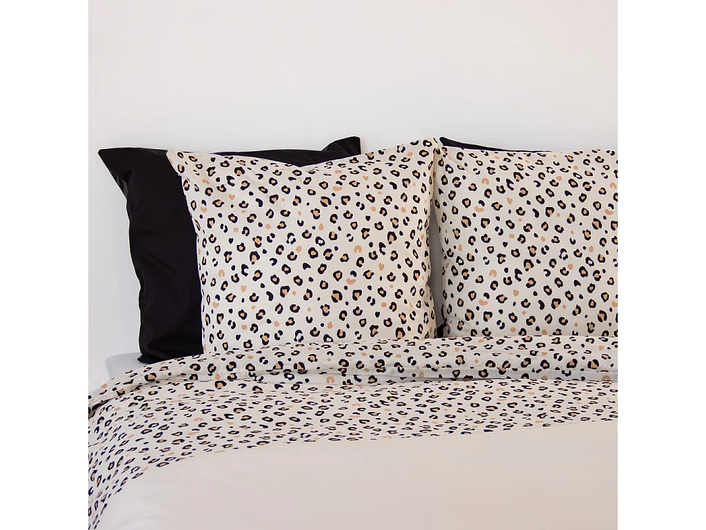 Ropa de cama de algodón reversible con estampado de leopardo, 2 plazas