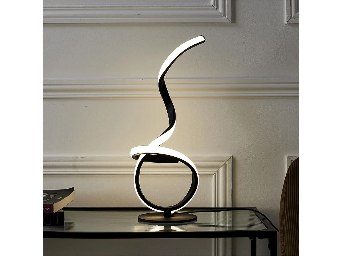 Lampe LED Design Noir et Blanche à Poser Eclairage Blanc Chaud - BIOLA