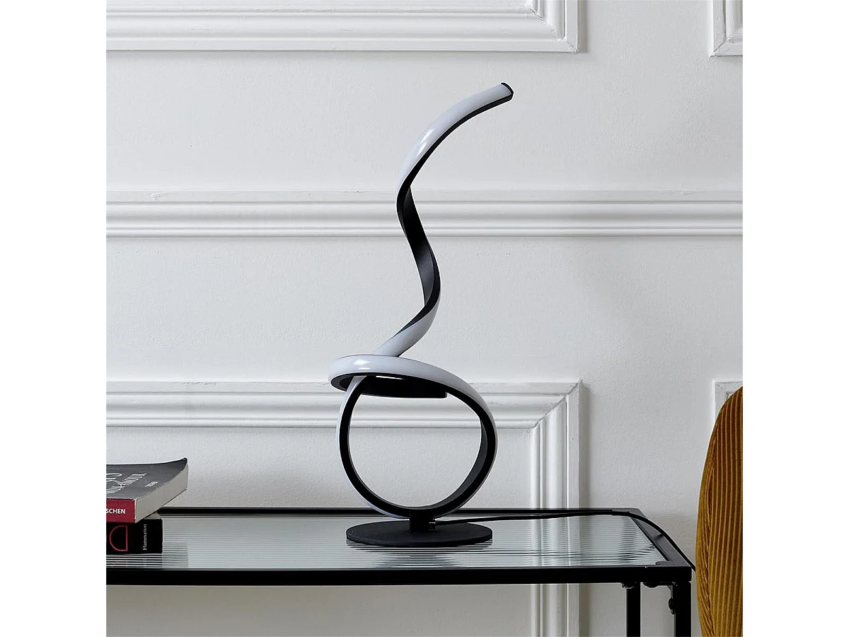 Lampe LED Design Noir et Blanche à Poser Eclairage Blanc Chaud - BIOLA