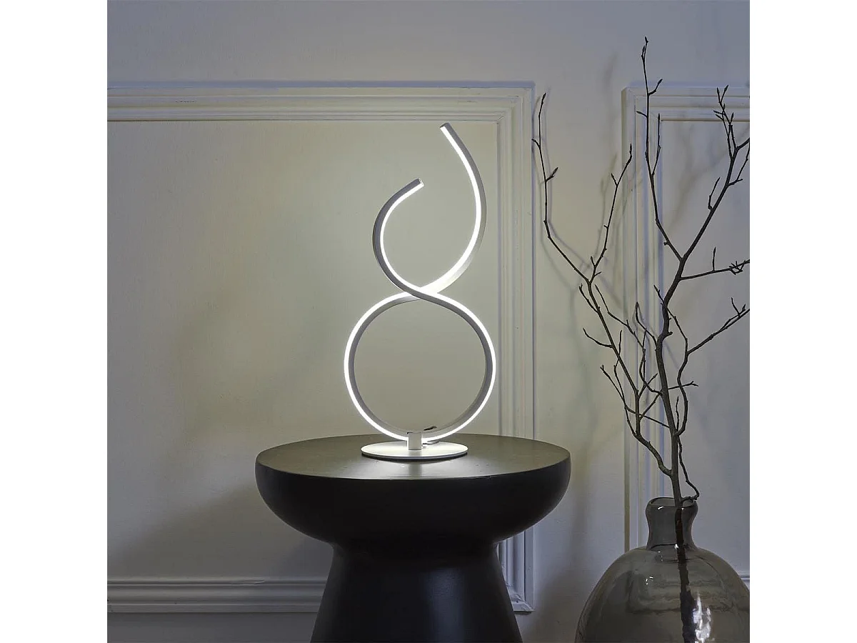 Lampe LED design blanc à poser éclairage blanc chaud