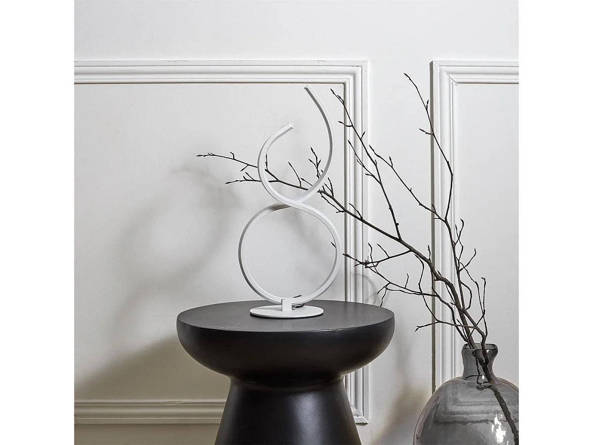 Lampe LED design blanc à poser éclairage blanc chaud