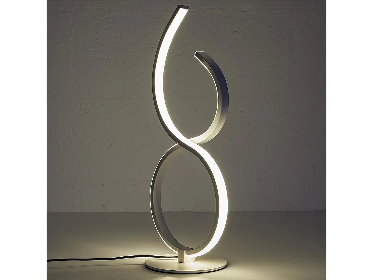 Lampe LED design blanc à poser éclairage blanc chaud