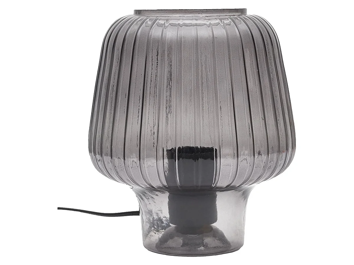 Lampe à Poser en Verre Fumé Embossé Noir Forme Champignon - ANDREA
