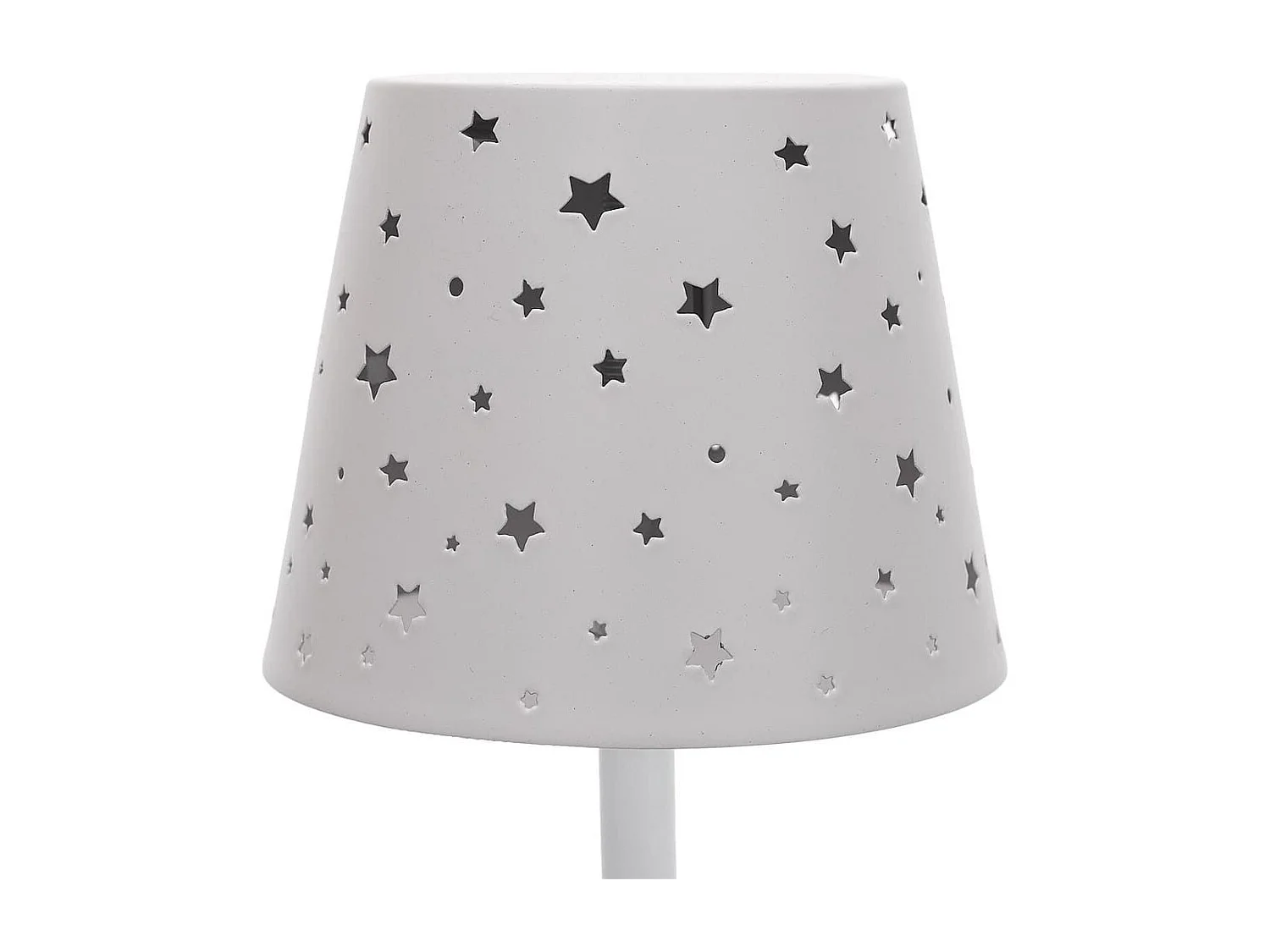 Lampe à poser blanche abat-jour étoiles ajouré rechargeable USB-C