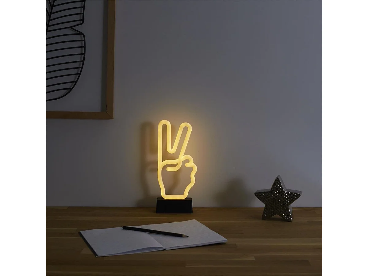 Lampe led effet neon décorative peace sur piles