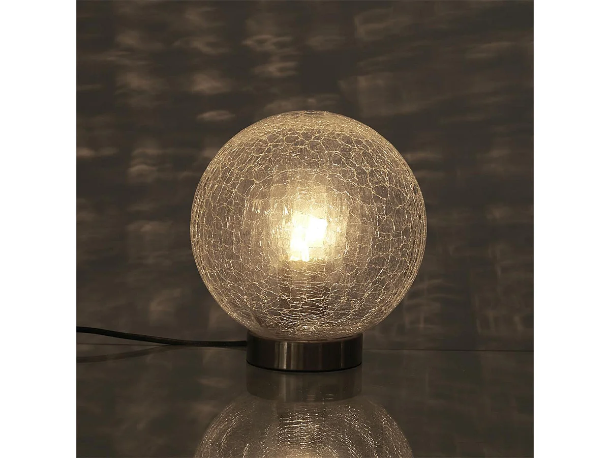 Lampe à Poser Boule en Verre Ciselé Socle Doré Ø20cm - GINA