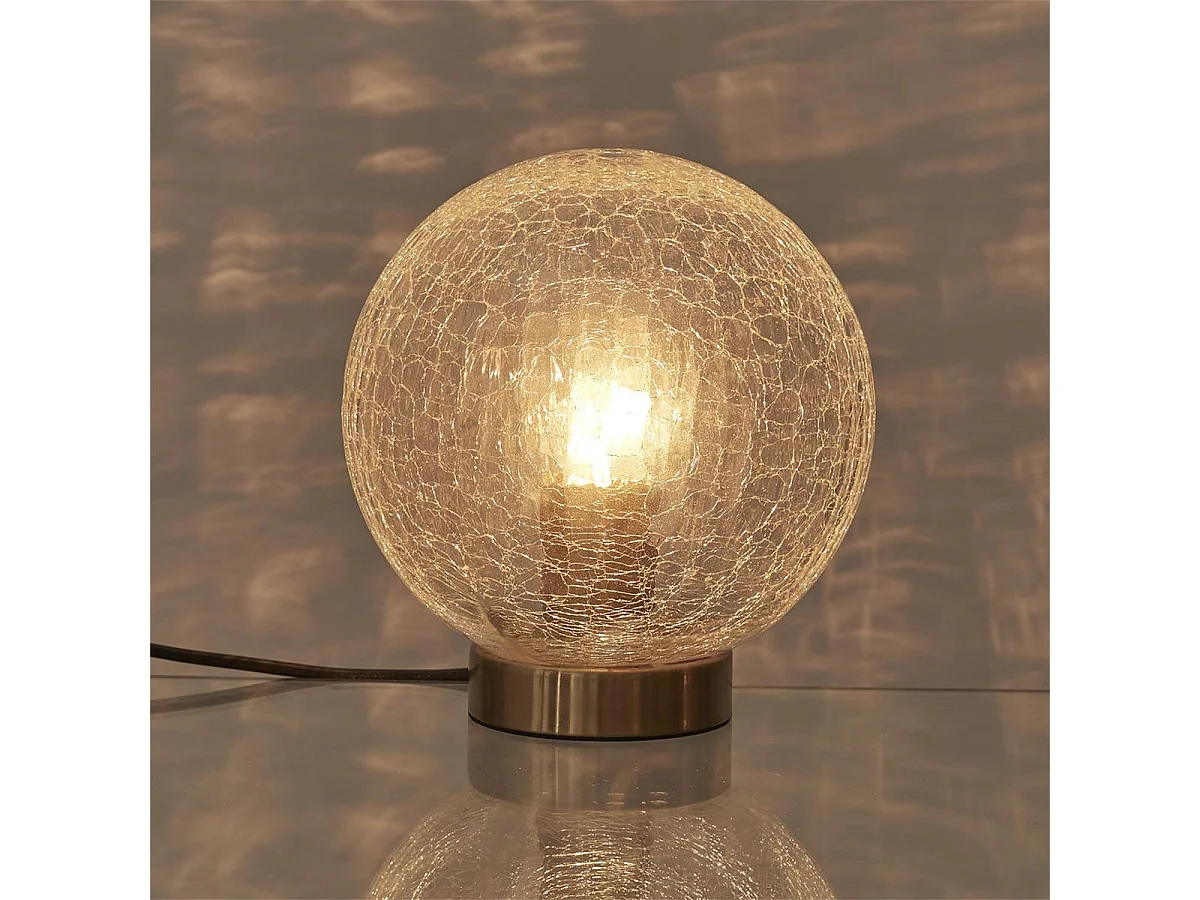 Lampe à Poser Boule en Verre Ciselé Socle Doré Ø20cm - GINA
