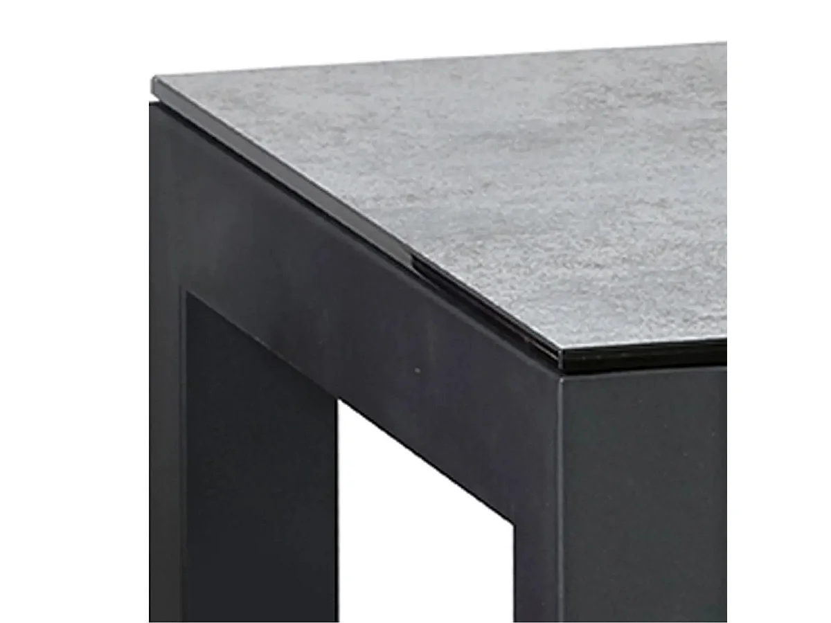 Table haute carrée 100cm plateau aspect céramique pieds métal - ALARIC