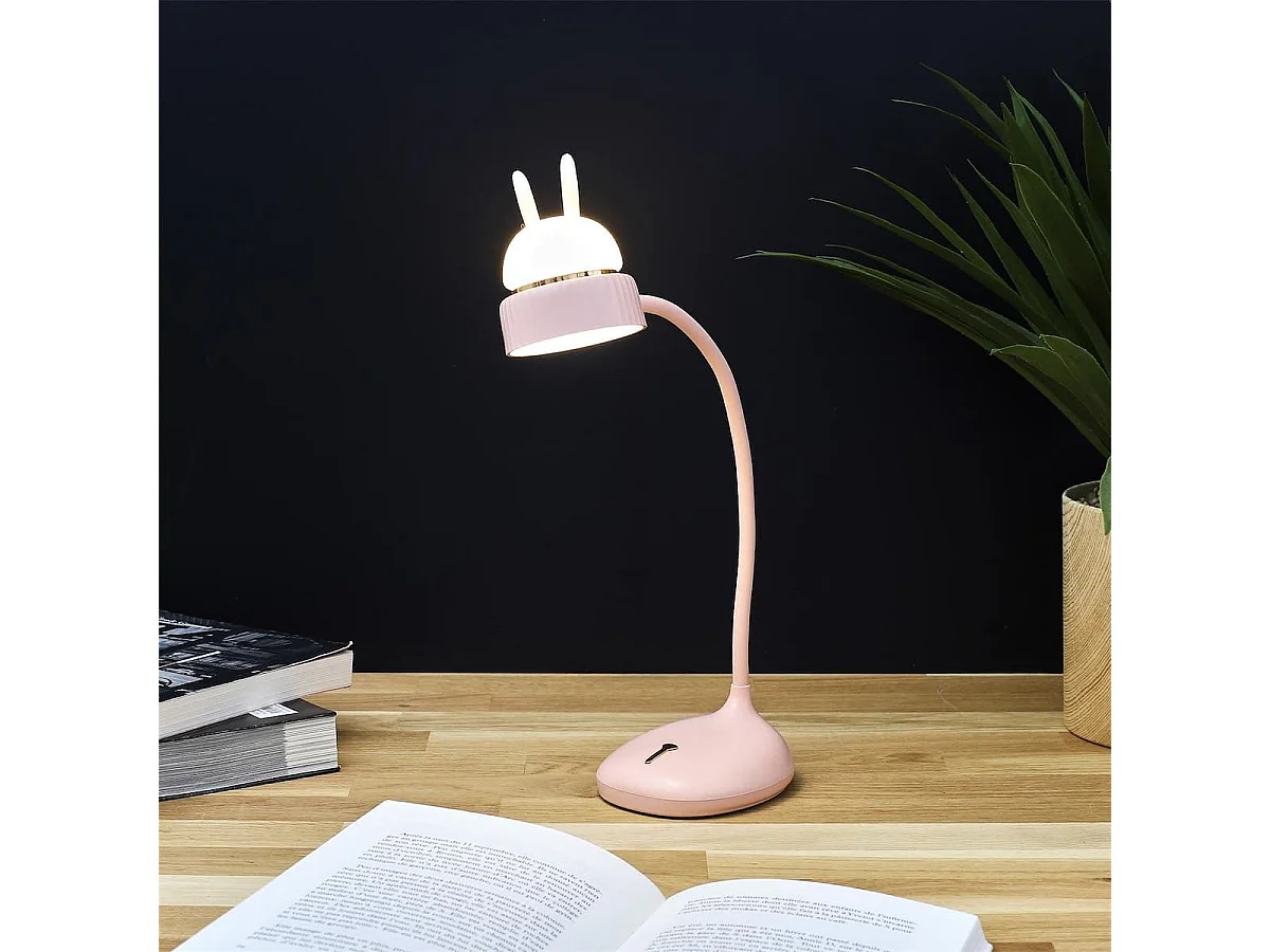 Lampe ou veilleuse de bureau led chat rose kawaii rechargeable avec 3 niveaux de luminosité