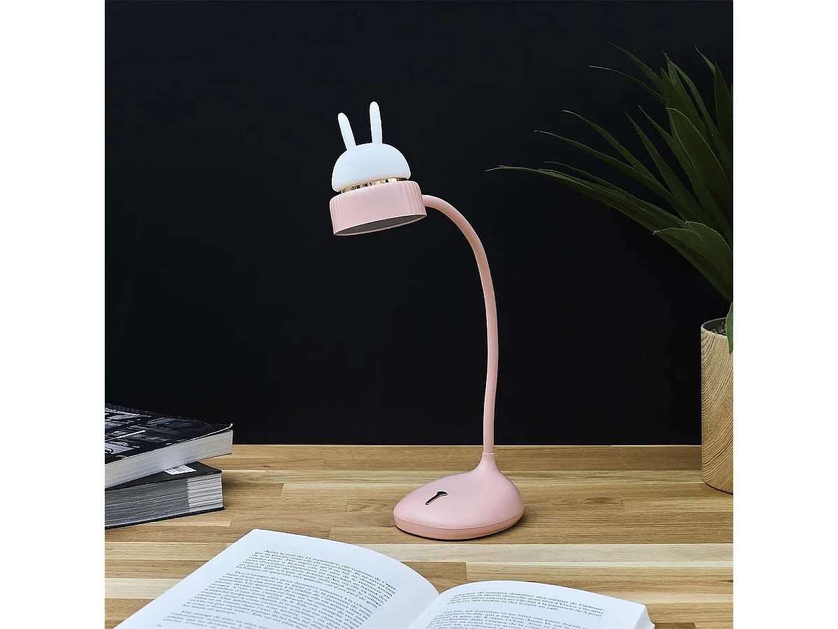 Lampe ou veilleuse de bureau led chat rose kawaii rechargeable avec 3 niveaux de luminosité