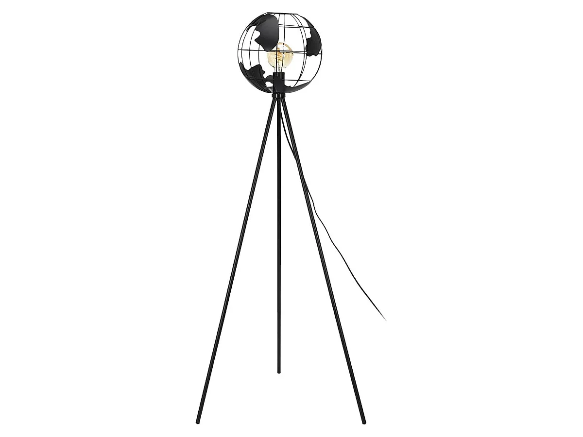 Lampadaire Globe Terrestre en Métal Noir Ajouré H158cm - LOPP