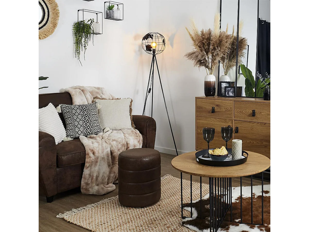 Lampadaire Globe Terrestre en Métal Noir Ajouré H158cm - LOPP