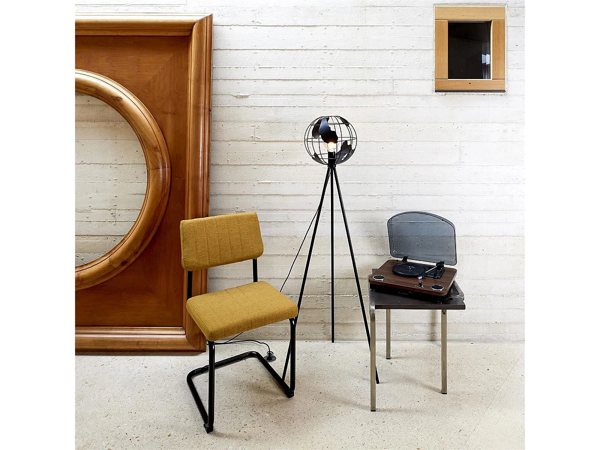Lampadaire Globe Terrestre en Métal Noir Ajouré H158cm - LOPP