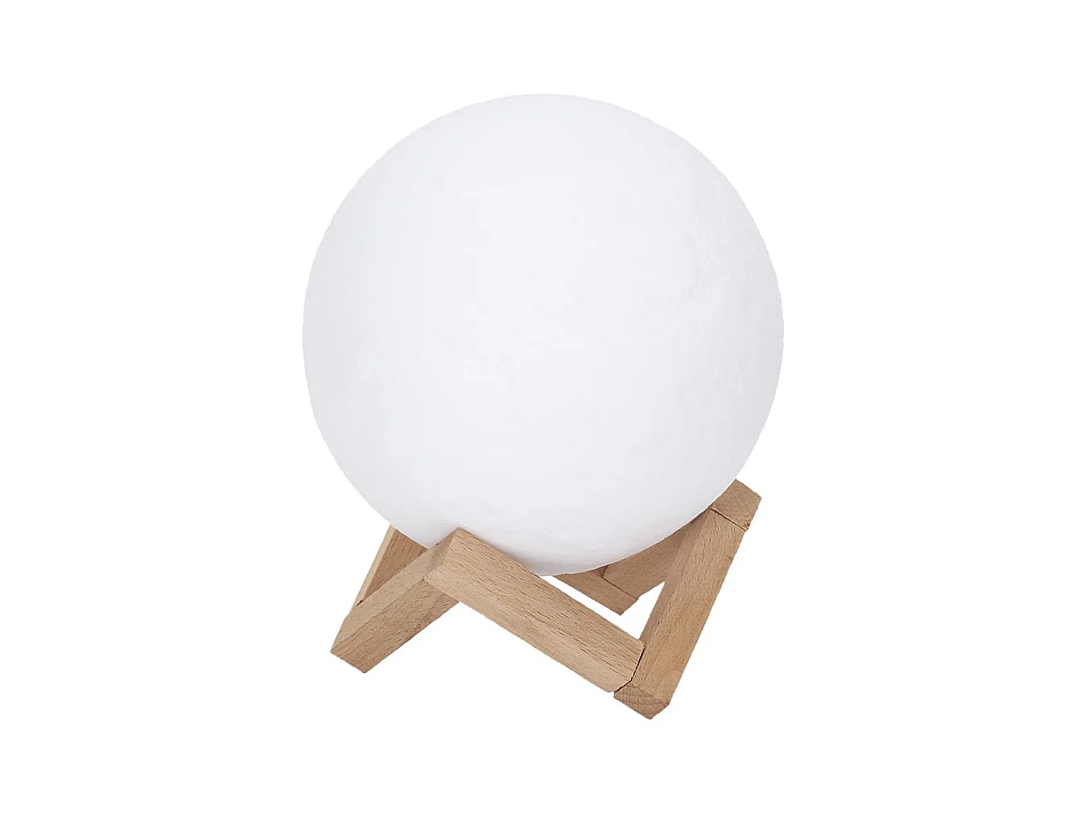 Lampe Veilleuse Tactile Lune 3D Réaliste et Socle Bois - LUNEA