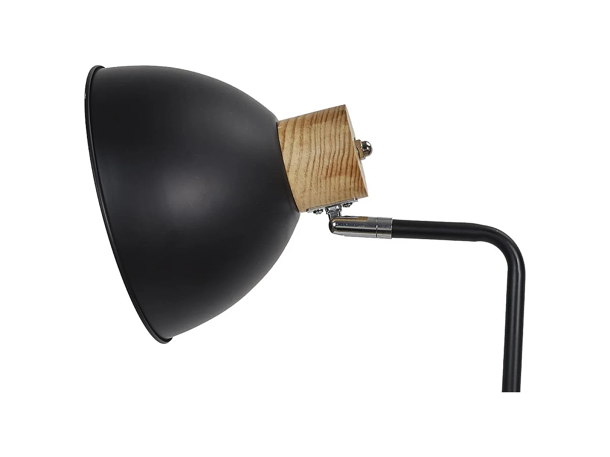 Lampadaire Style Industriel Métal Noir et Bois H145cm - DENAE