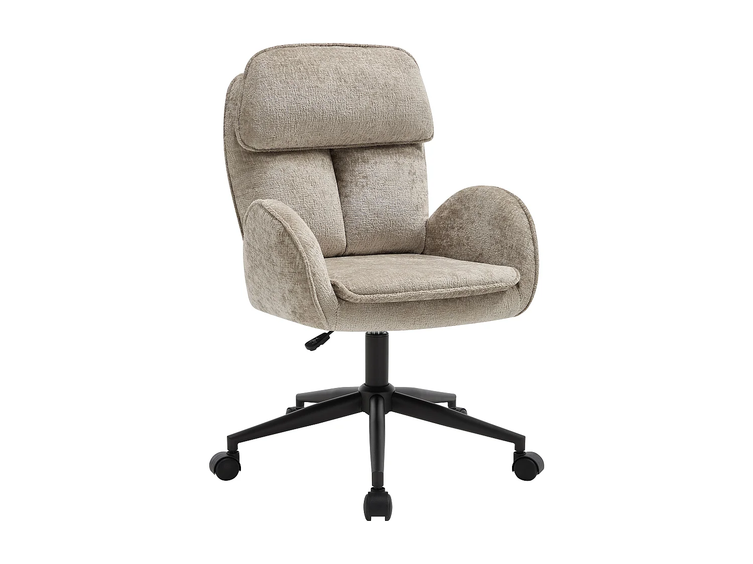 Fauteuil de bureau - Tissu texturé - Beige et noir - ODUNE