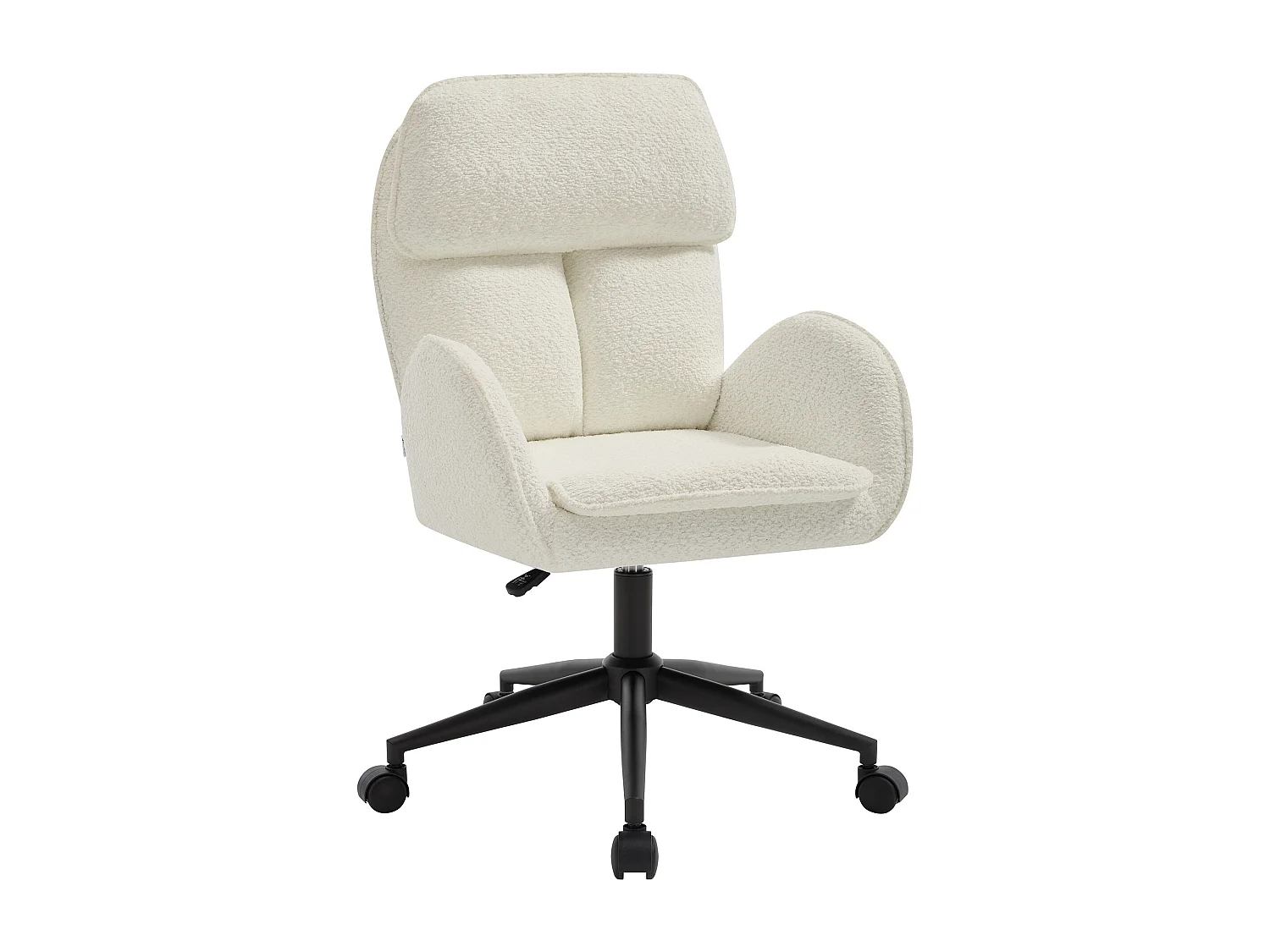 Fauteuil de bureau - Tissu bouclette - Blanc et noir - ODUNE