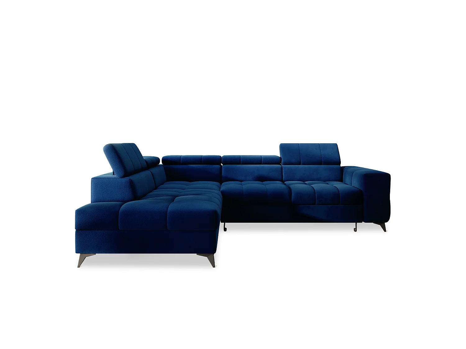 Canapé d'angle gauche convertible Gaspard velours Bleu