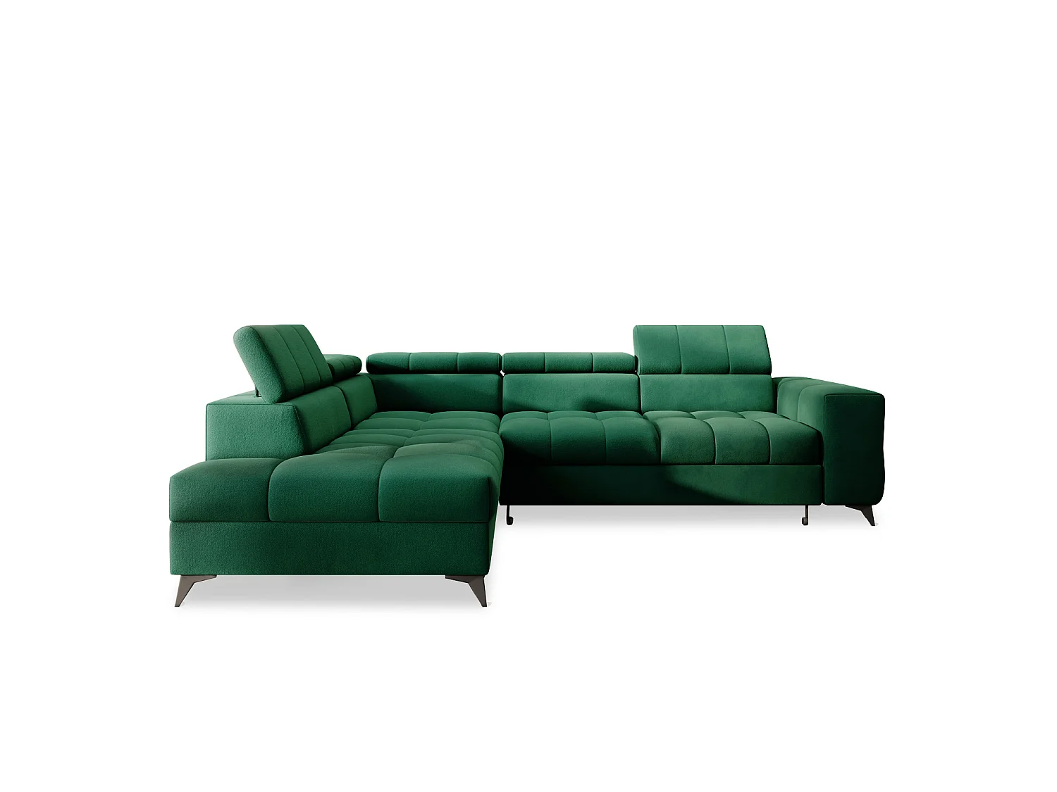 Canapé d'angle gauche convertible Gaspard velours Vert