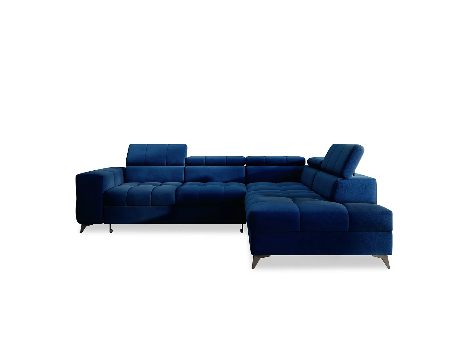 Canapé d'angle droit convertible Gaspard velours Bleu