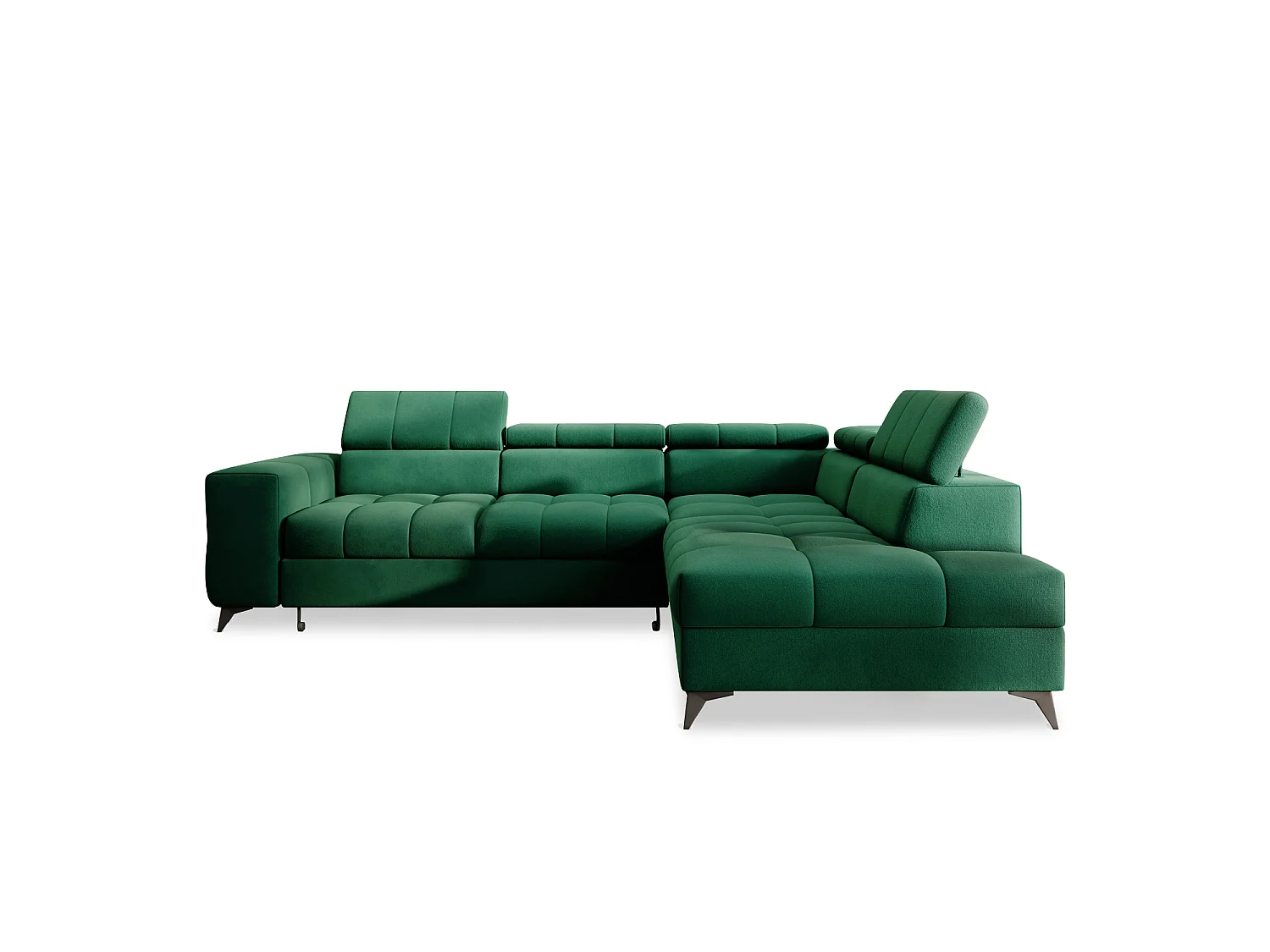 Canapé d'angle droit convertible Gaspard velours Vert