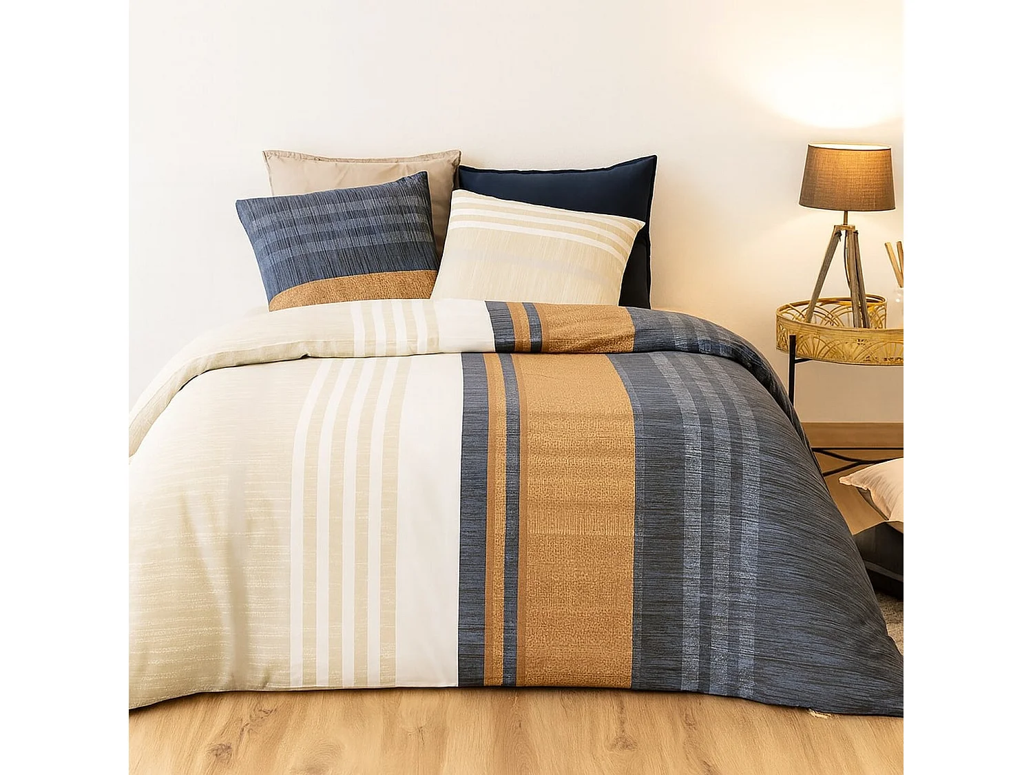 Parure housse de couette romane coton percale imprimée