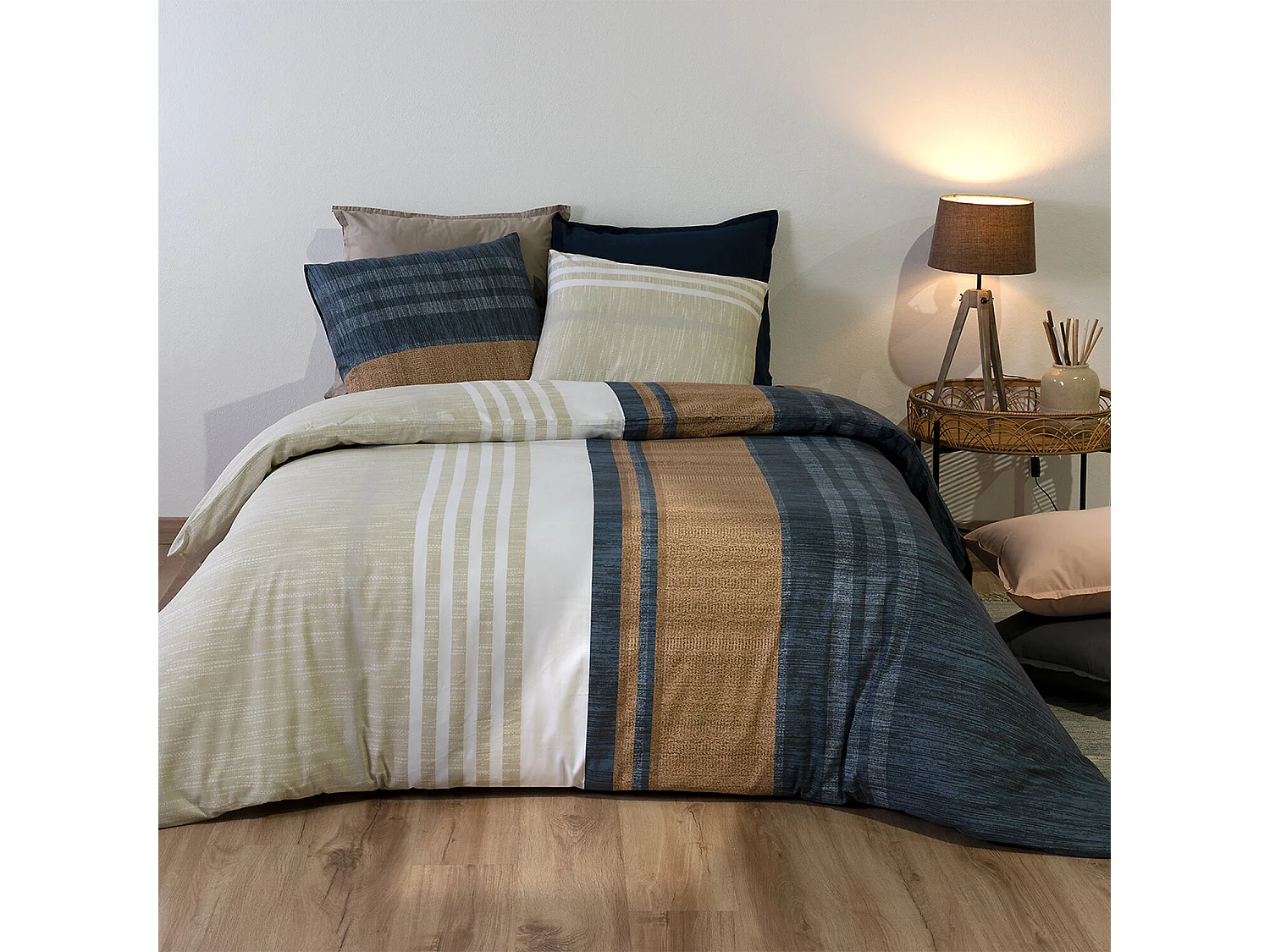 Parure housse de couette romane coton percale imprimée