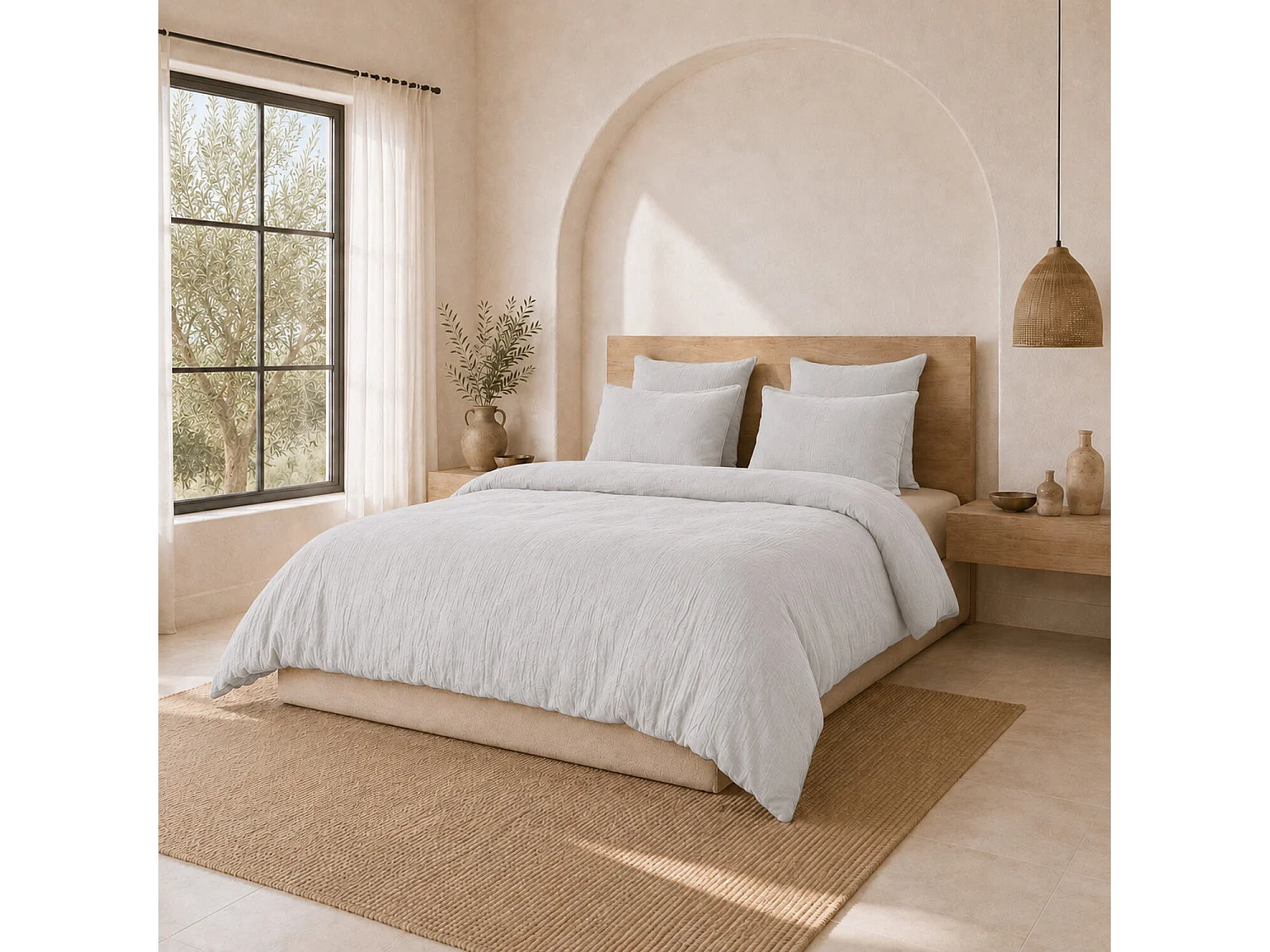 Parure Housse De Couette 100% Gaze De Coton Gris Glacier
