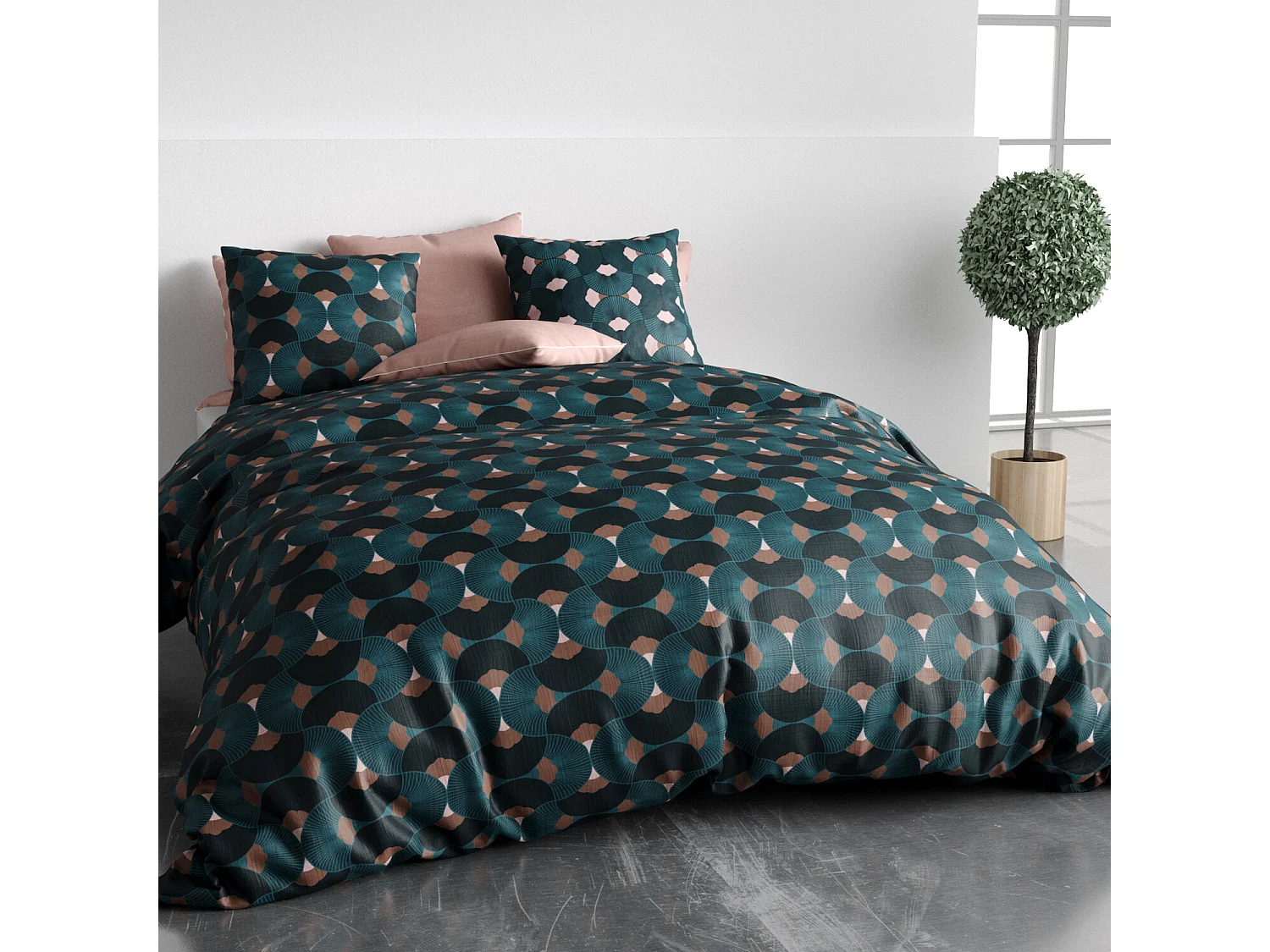 Parure Housse De Couette  Greek 100% Coton Imprimée