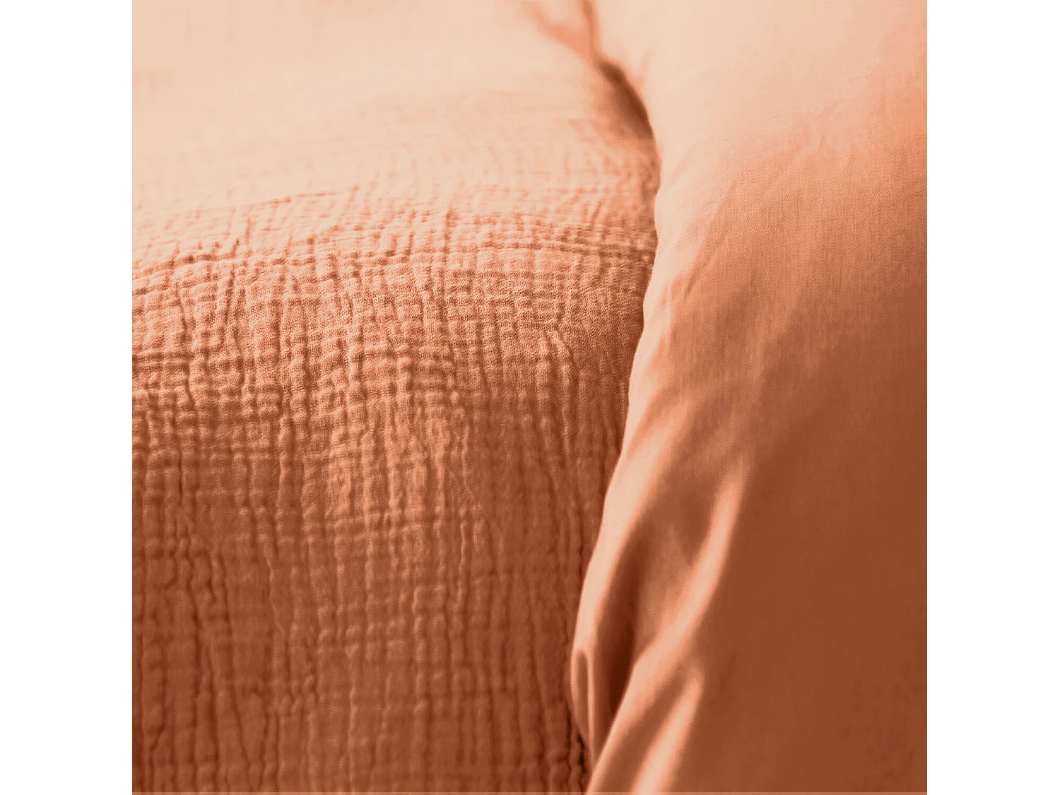 Parure housse de couette 100% gaze de coton caramel