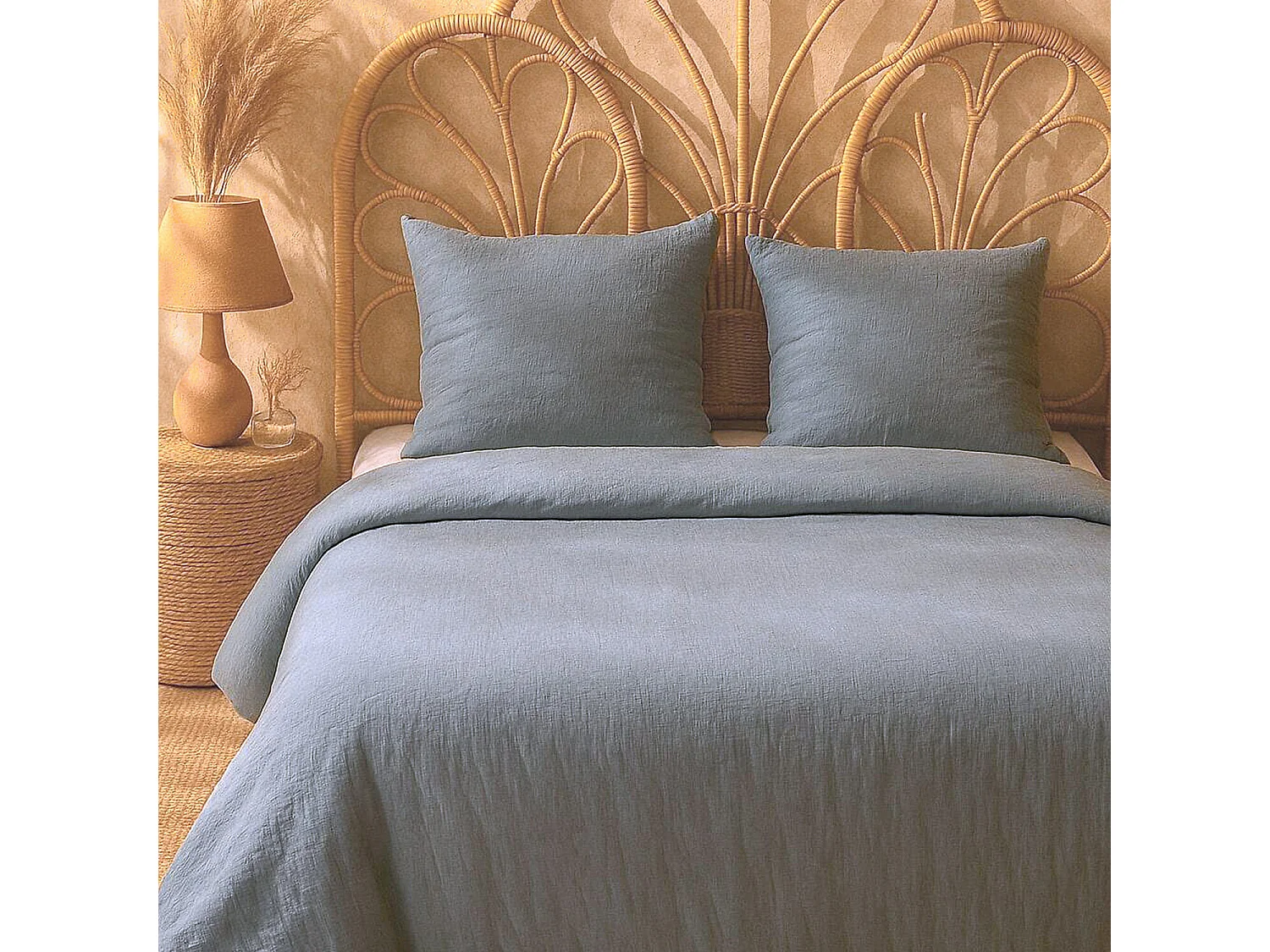 Parure Housse De Couette Gaze De Microfibre Bleu