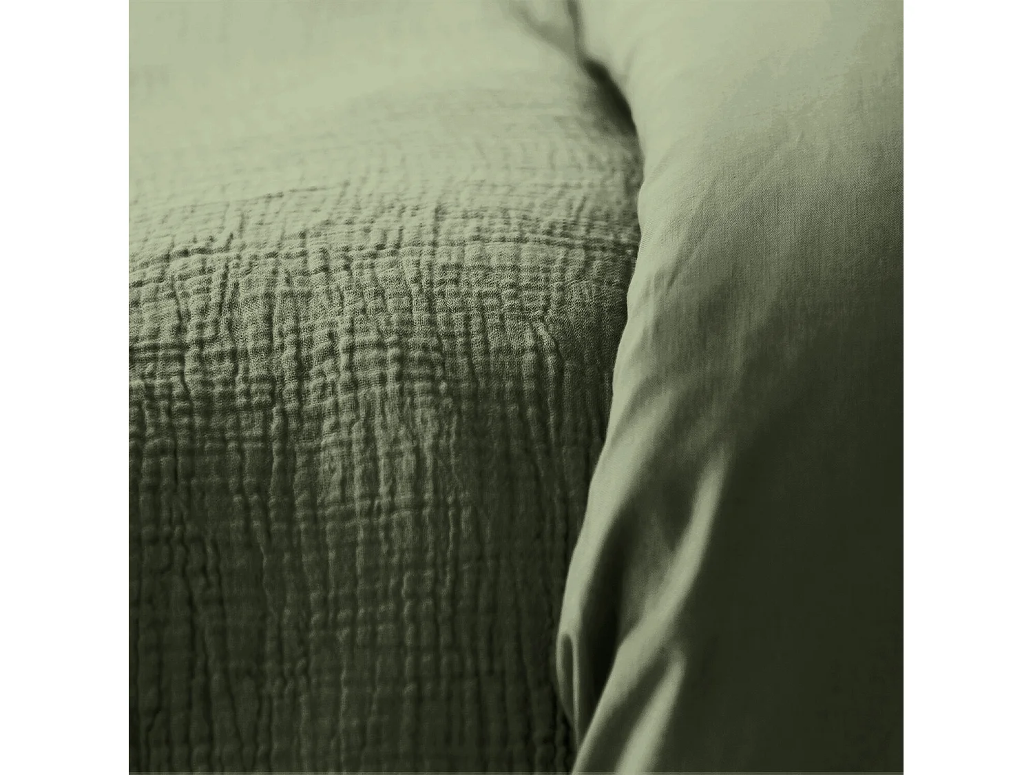 Parure housse de couette 100% gaze de coton kaki
