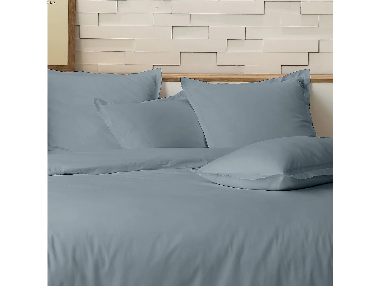 Parure Housse De Couette 100% Percale De Coton Azur
