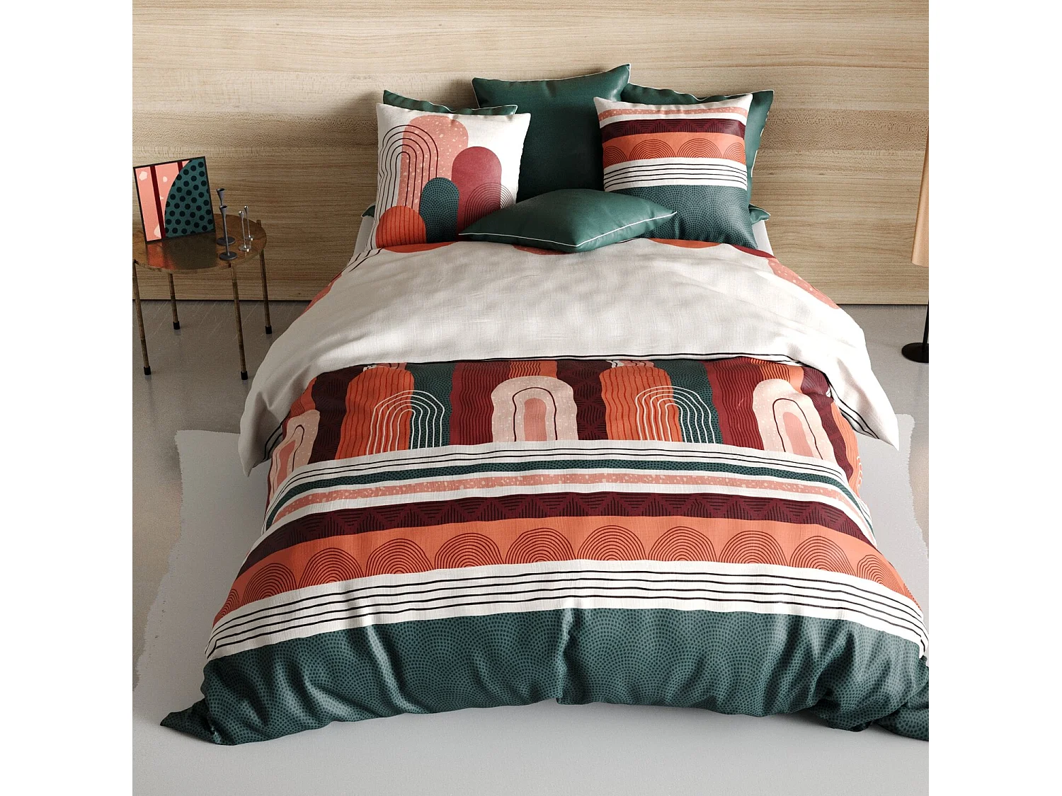 Parure housse de couette galio coton imprimée