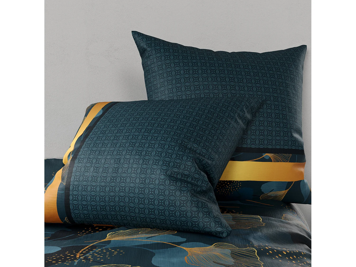 Parure Housse De Couette Ginko 100% Coton Imprimée