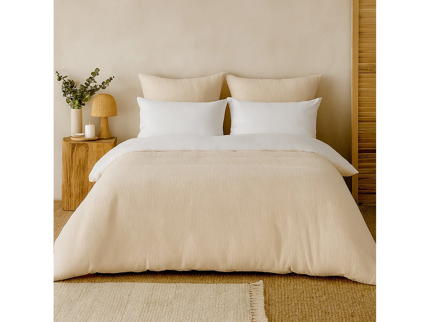 Parure Housse De Couette Gaze De Microfibre Bicolore