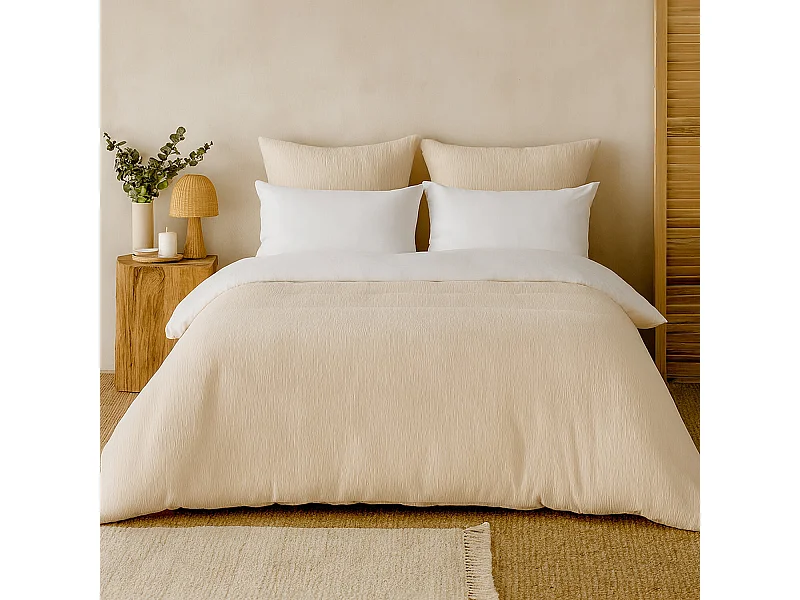 Parure Housse De Couette Gaze De Microfibre Bicolore
