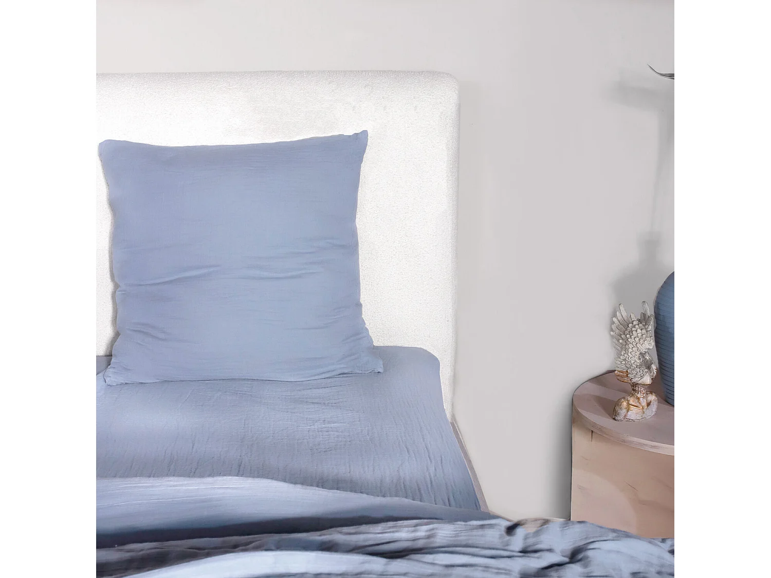 Parure Housse De Couette 100% Gaze De Coton Bleu Givrée