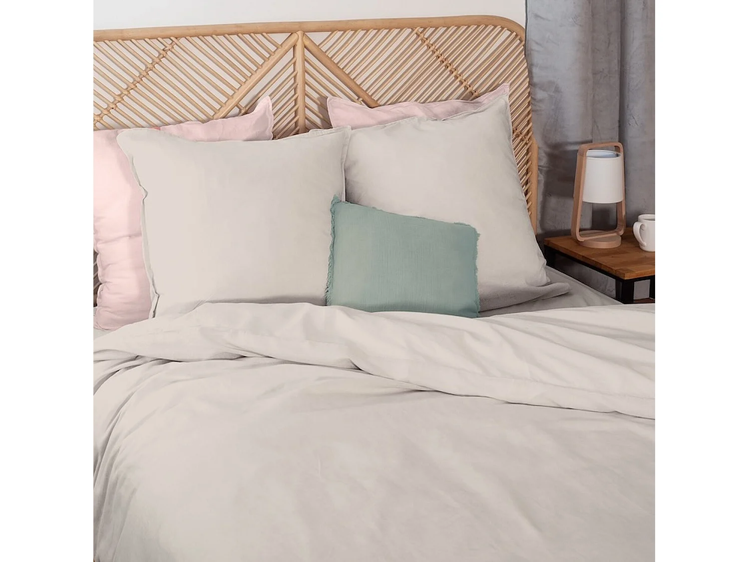 Parure housse de couette 100% coton/lin multicolore