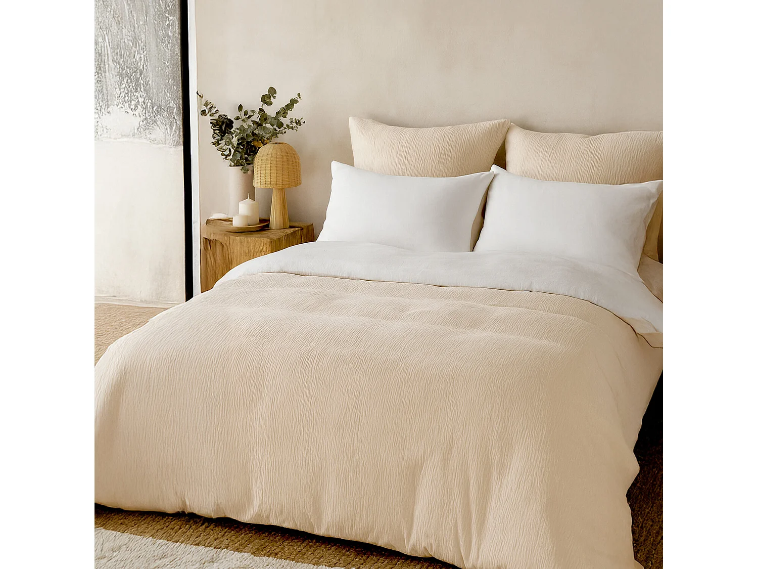 Parure Housse De Couette Gaze De Microfibre Bicolore