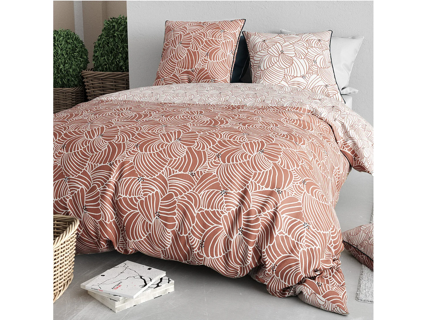 Parure Housse De Couette  Mimosa 100% Coton Imprimée