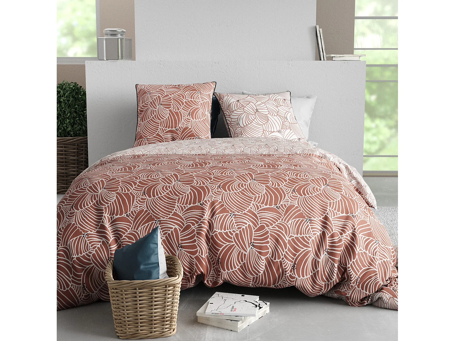 Parure Housse De Couette  Mimosa 100% Coton Imprimée