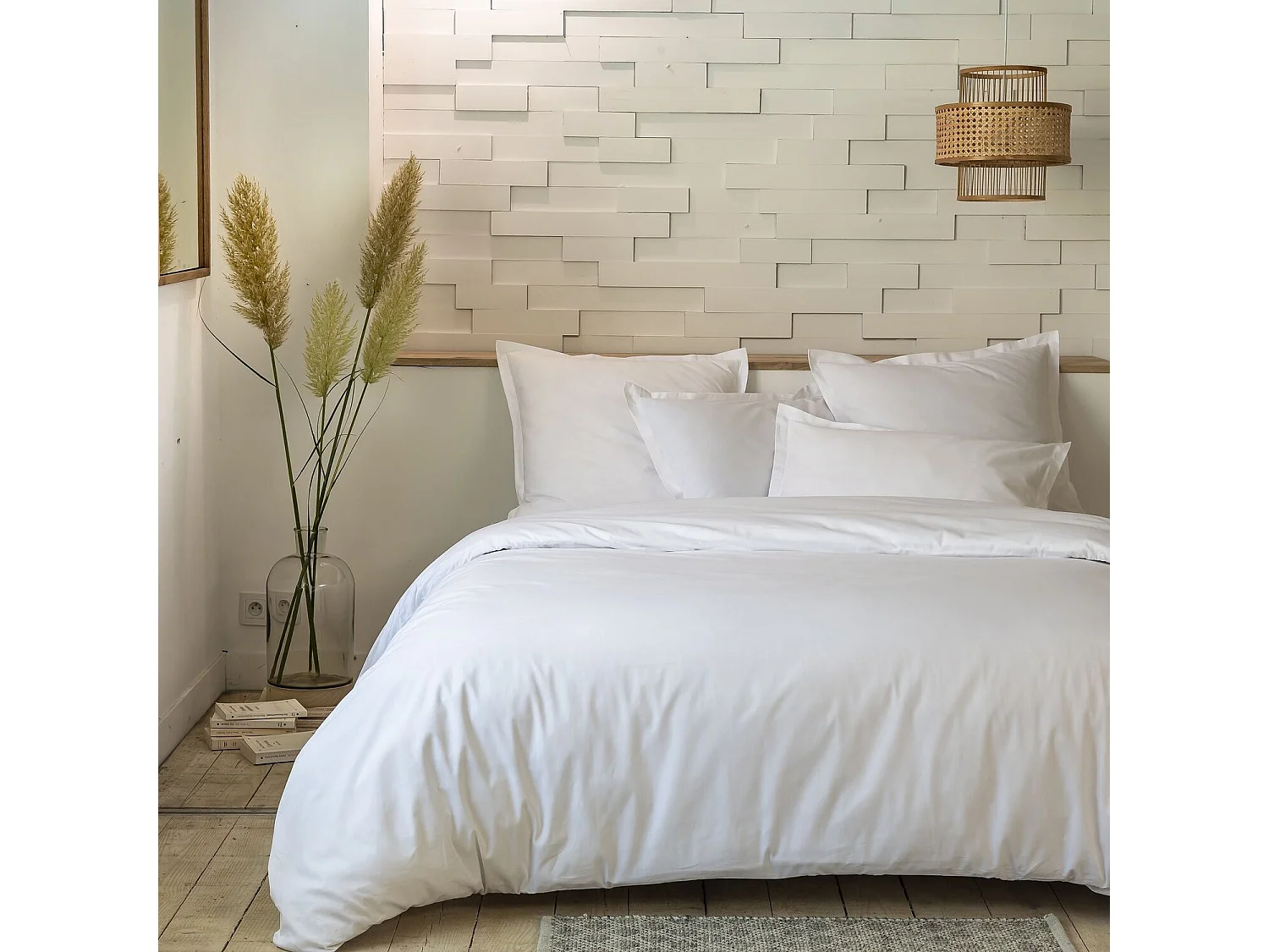 Parure Housse De Couette 100% Percale De Coton Blanc
