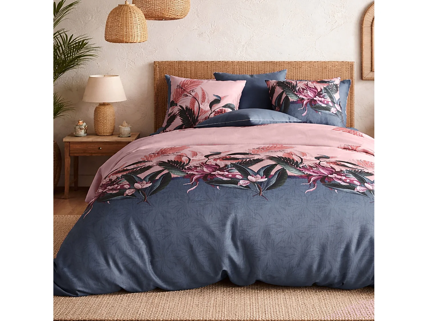 Parure Housse De Couette  Flora 100% Coton Imprimée