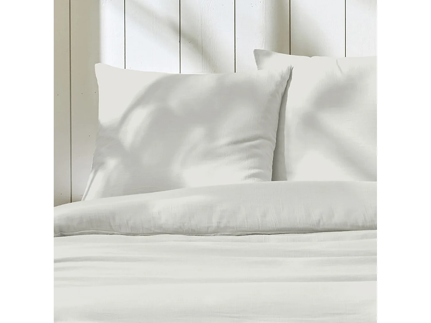 Parure Housse De Couette 100% Gaze De Coton Ivoire