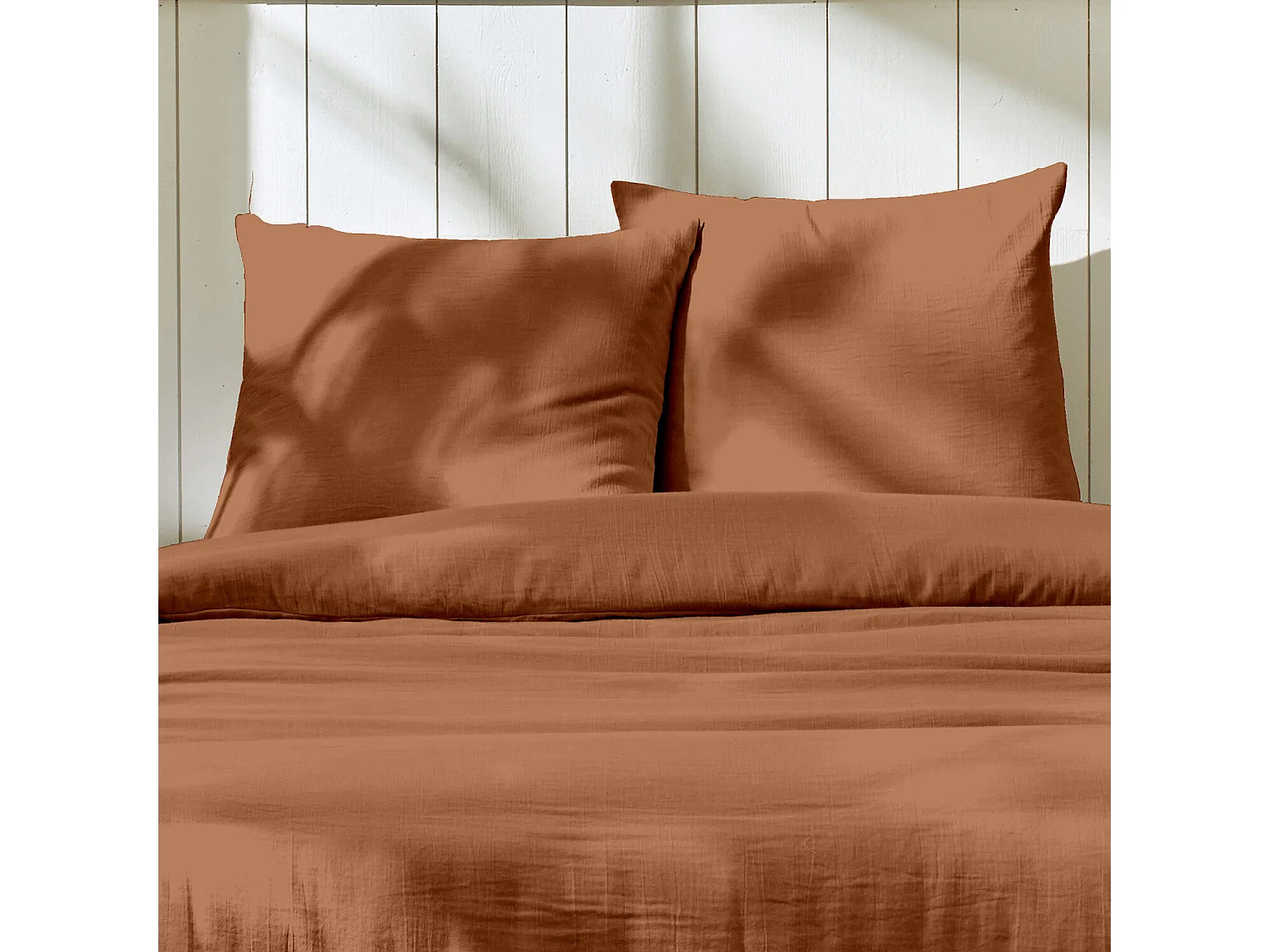 Parure housse de couette gaze de coton Terre Cuite