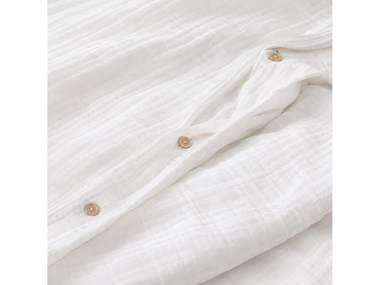Parure Housse De Couette 100% Gaze De Coton Blanc Pur